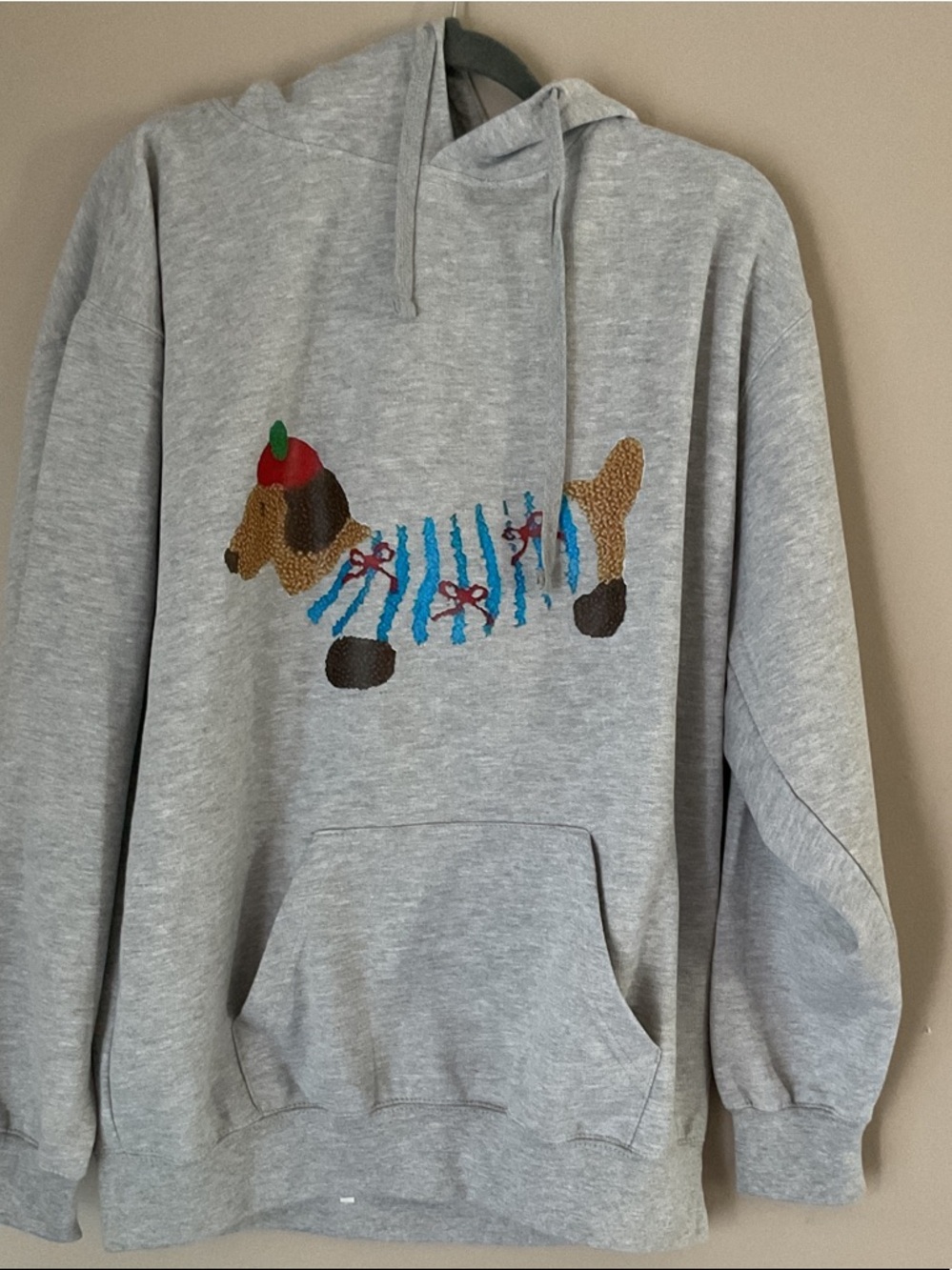 Grey Hoodie with Dachshund Graphic
